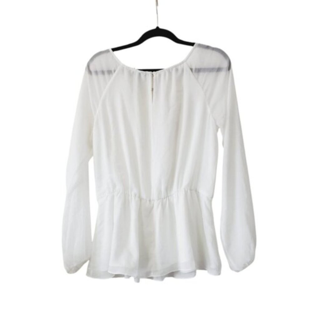 White House Black Market Fairy Core Whimsical Boho White Top 12 - Picture 2 of 5